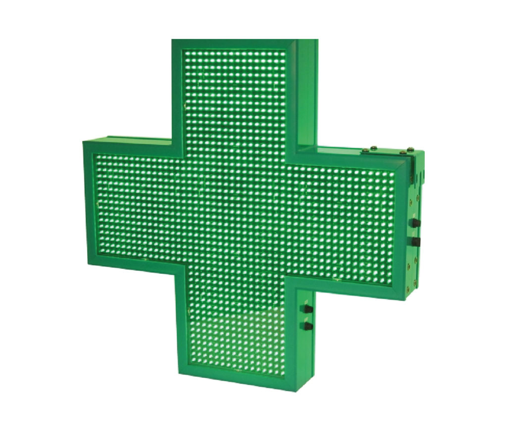 Cruz de farmacia. En color verde.